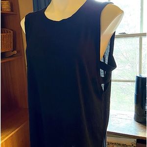 L ATHLETA BLACK T SHIRT DEEP ARM HOLES WITH STRAPS BOAT NECK SLEEVELESS